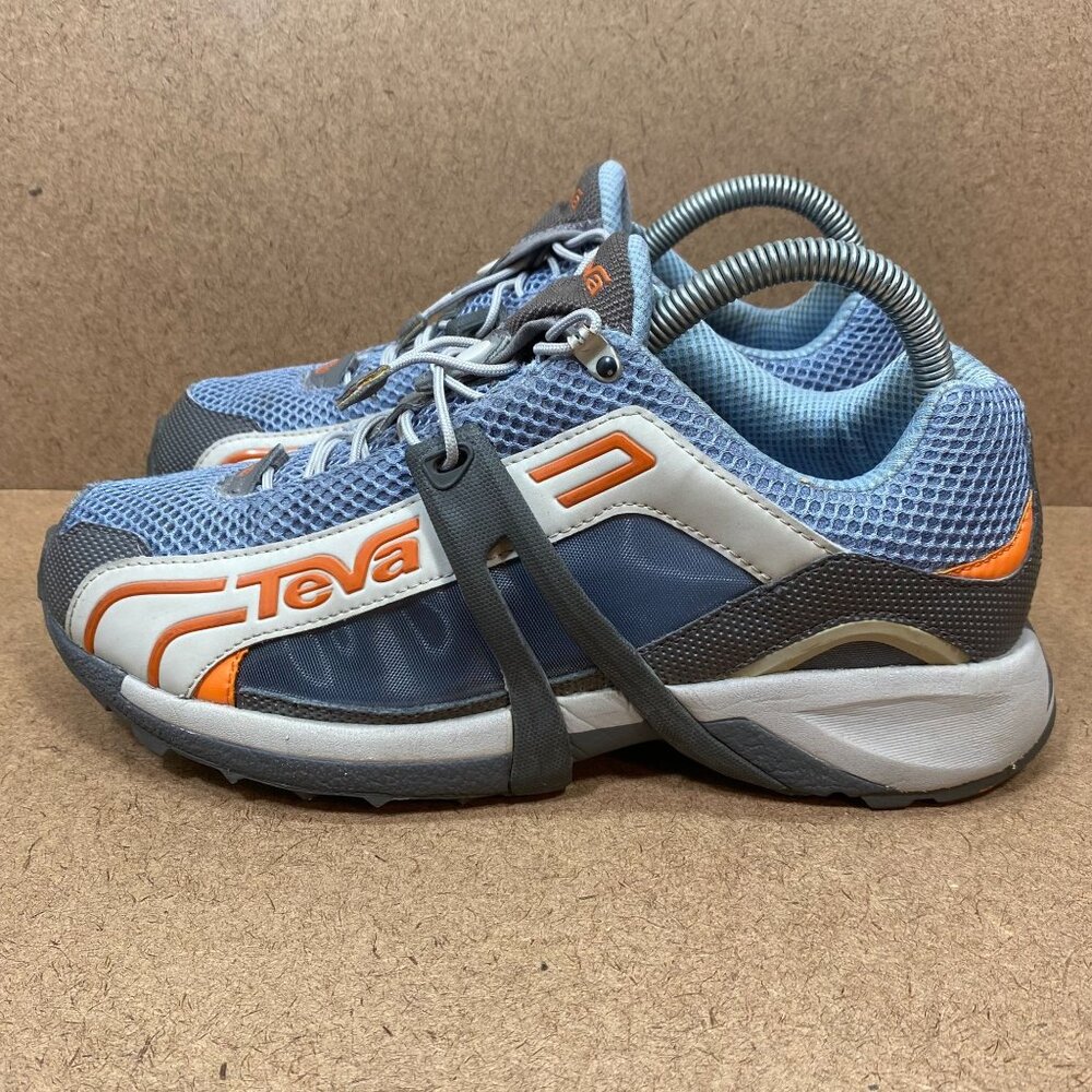 Teva Womens X-1 Racer Trail Runner, Flintstone Blue Gray & Orange Shoes Size 8